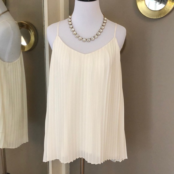 Express Tops - Express cream pleated tank top w/adj straps SZ M
